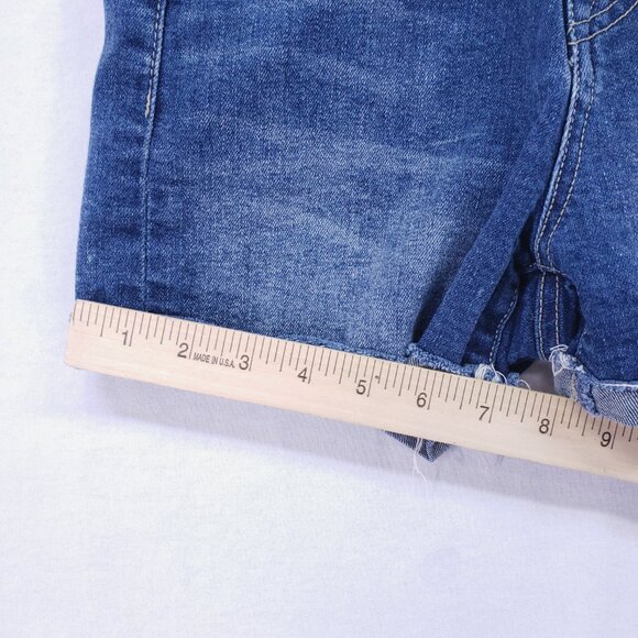 True Religion Jennie Curvy High Rise Shorts Denim Jean Distressed Blue Size 27 - Picture 4 of 15